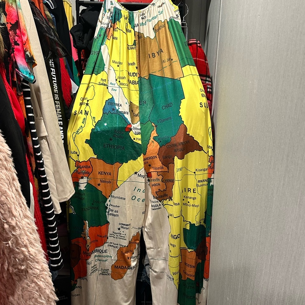 Colorful Map Print Jumpsuit